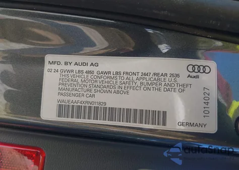 2024 Audi A4 Premium Plus 45 Tfsi S Line Quattro S Tronic из США, поврежденный, VIN WAUEAAF4XRN011829